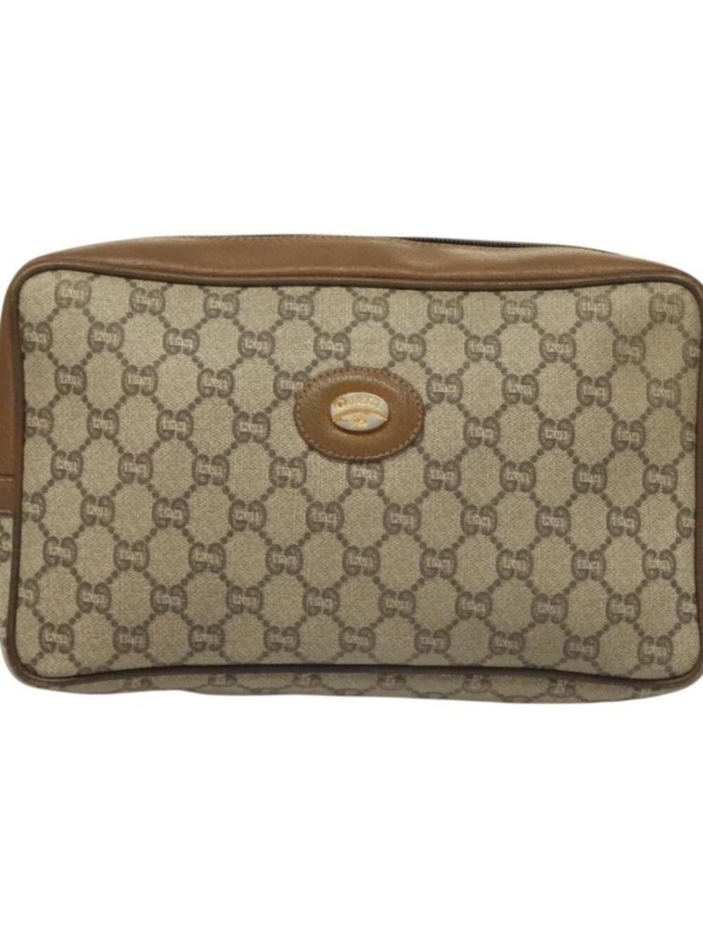 GUCCI GG Plus Supreme Clutch Bag PVC Beige Gold - Picture 12 of 16